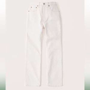 Abercrombie & Fitch Curve Love Ultra High Rise Ankle Straight Jean in Cream